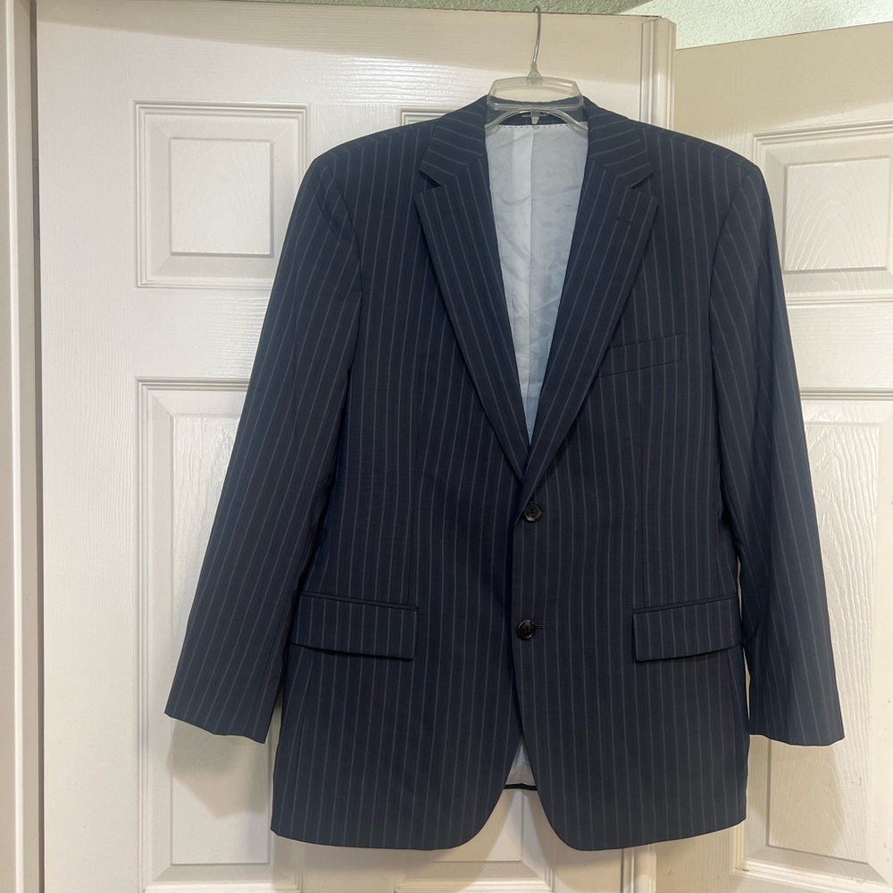 Boss Hugo Boss Mens gray Pin Striped 2 Button Suit Jacket Wool Blend Size 42R